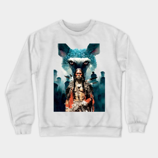 National Native American Heritage Month: "The Strength of the Wolf is the Pack, and the Strength of the Pack is the Wolf" Osage Nation Proverb on a light (Knocked Out) background Crewneck Sweatshirt by Puff Sumo